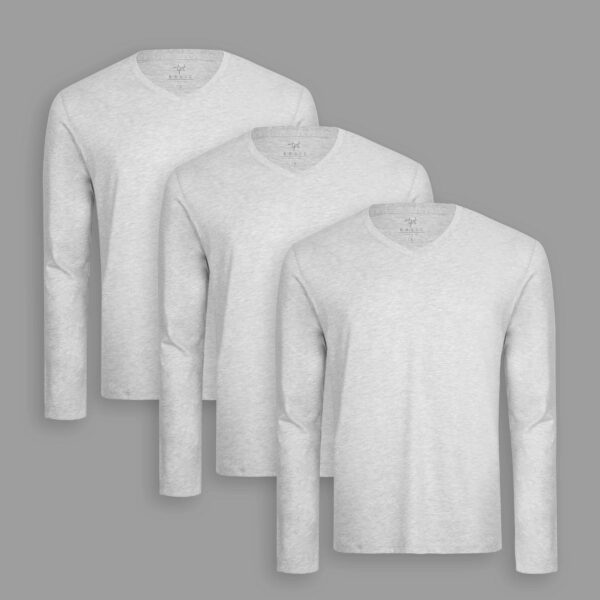 Pack de 3 polos manga larga Cuello V Gris Poly