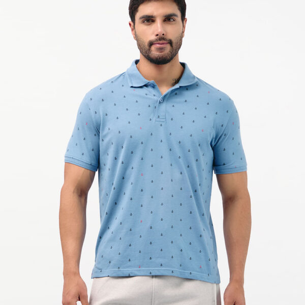 Polo Cuello Camisa Hombre Enzo Azul Campana