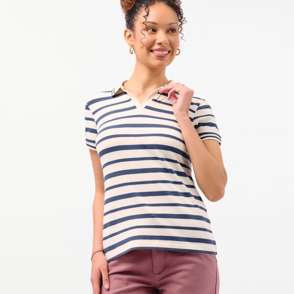 Polo Cuello Camisa Mujer Rose Azul Atlántico