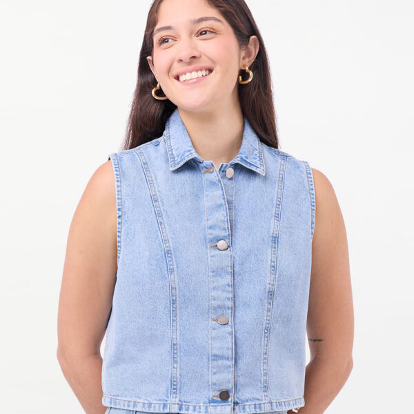 Chaleco Denim Mujer Grecia Total Frost Bleach