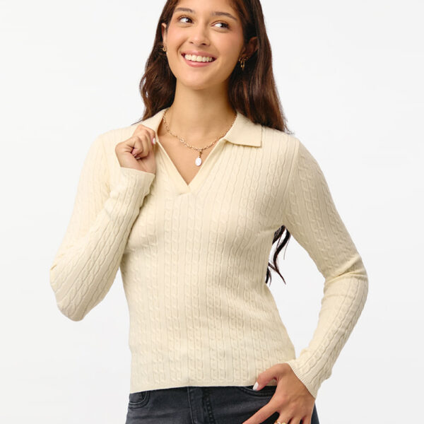 Chompa Mujer Cona Crema Pastel