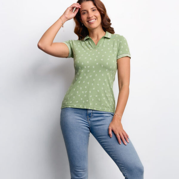 Polo Cuello Camisa Mujer Leah4 Verde Pad