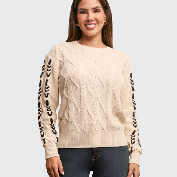 Chompa Mujer Cara Beige Crema