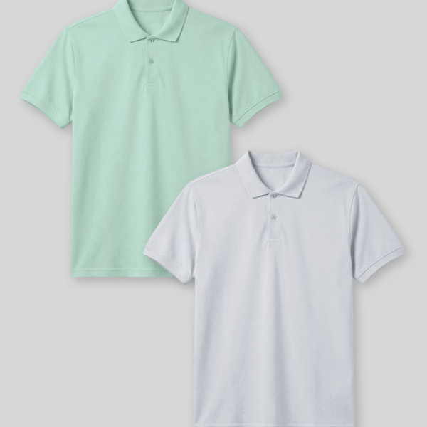 Pack de 2 polos Cuello Camisa Hombre Celeste claro / Verde Slit