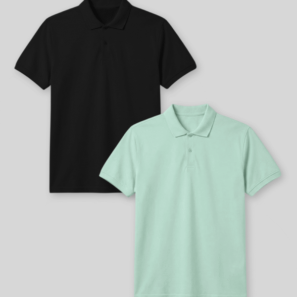 Pack de 2 polos Cuello Camisa Hombre Negro / Verde Slit
